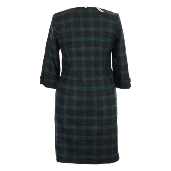 NWT! Talbots Green Navy Plaid Three-Quarter Sleeve Shift Dress Size 14 Petite - Picture 8 of 9